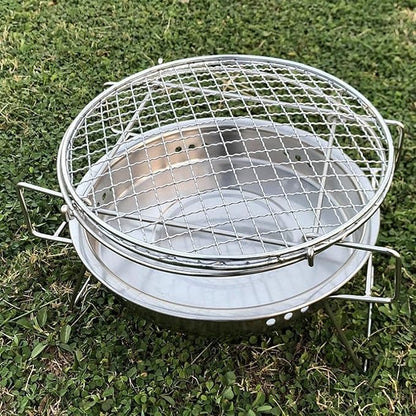 Portable Charcoal Grill Outdoor Barbecue Grill Camping BBQ Grills Mini Round Charcoal Rack Grate Cooking Mesh Wood Coal Stove Folding Legs,A-1