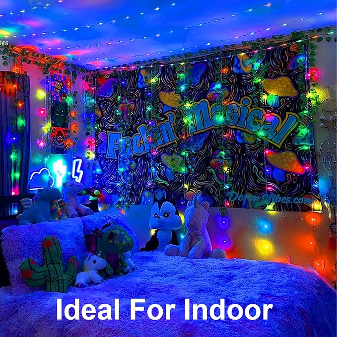 Christmas Lights Outdoor Battery Operated Total 100LED 33ft for Christmas Decorations 16.4Ft*2, 50LED*2 Waterproof Indoor with Timer for Christmas Decor, Multicolor