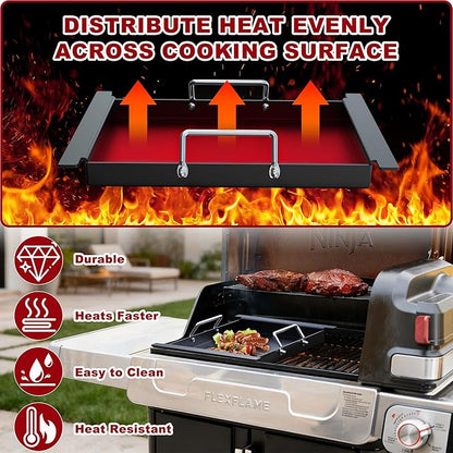Half Size Griddle for Ninja Grill Replacment Parts,Griddle Plate for Ninja FlexFlame PG300 Grills, Carbon Steel Griddle Insert Compatible with Flex Flame Griddle Plate Part XSKHLFGRIDLE