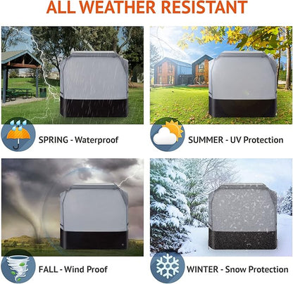 Heavy Duty Grill Cover 61 Inch, 600D Oxford Water Resistant UV & Fade Resistant BBQ Cover for Weber Char-Broil Dyna Glo Nexgrill Charcoal Gas Grill (61”W x 26”D x 45”H, Gray/Black)