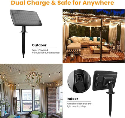 Bdrofn 200FT Solar String Lights Outdoor Waterproof, Solar Patio Lights with Remote Control & 60+2 Dimmable ST38 Edison Bulbs Shatterproof,Solar Powered String Lights for Outside Garden Backyard