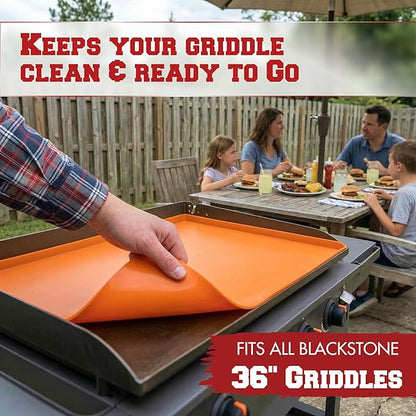 KITCHEN PERFECTION 36" Premium Silicone Griddle Cover Mat for Blackstone Griddle 36 Inch - Hermetic Protection from Rust & Debris All Year, Fits All Blackstone 36 Inch Models - Food Grade Silicone