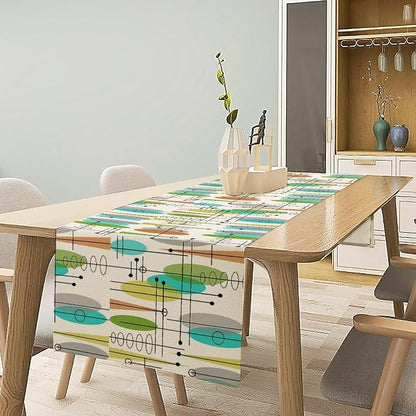 Mid Century Table Runners，Retro Modern Mid Century WeddingCoffee Table Runner, Farmhouse Style Table for Kitchen Dining Table Wedding/Graduation/Party 13x60in