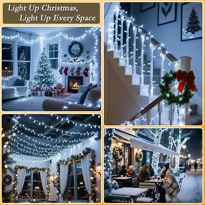 66FT 200 LED Christmas Tree Lights, Bright Cool White Outdoor Christmas String Lights for House, Fairy Lights with 8 Modes, Waterproof & Durable Indoor Outdoor Decor, Timer Included