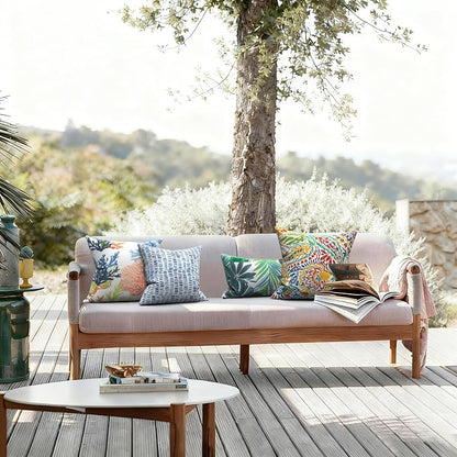 LVTXIII 2 Pack Outdoor Throw Pillow Covers for Patio Furniture, 16x16 Inch Square Pillow Case, Water-Repellent Cushion Covers for Garden, Porch, Sofa, A Pebble Blue