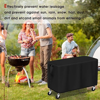 Patio Table Cover for Outdoor Grill Cart, 47-inch Waterproof Rolling Utility Service Cart Cover Stainless Steel Pizza Oven Table Covers - 47"L×27"W×32"H, Black