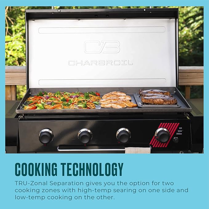 Charbroil 36" Performance Series Deluxe Propane Gas Griddle with Cart 4 Burner Flat Top Grill, Black - 463285924