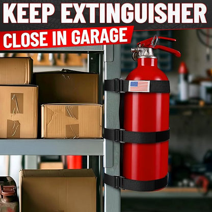Fire Extinguisher Mount for Vehicle - Adjustable Nylon Strap Fix, No-Drill, Roll Bar Mount, Quick Release | Fits 3 lb Extinguishers - Fire Extinguisher Holder for Car, Boat, UTV, & Off-Road Vehicles