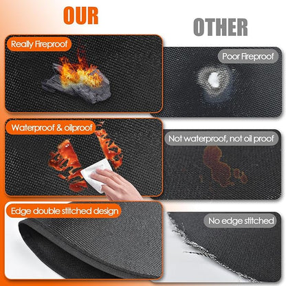 90" x 48" Extra Large Grill Mat - Grill Matt for Outdoor Grill Deck Protector Compatible with Blackstone Griddle, Charcoal Grills & Gas Grills, Fireproof Grill Pads & Floor Mats, Black