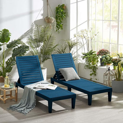 Nestl Sun Tanning Chair - Blue Chaise Lounge Chair Outdoor, Lightweight Pool Lounge Chairs, Adjustable 5-Position Reclining Lawn Chair, Waterproof Beach Outdoor Lounge Chairs
