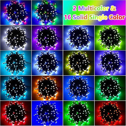 118Ft Solar String Lights Outdoor Waterproof Color Changing with Remote | 300 LEDs Christmas Lights Solar Powered & USB, RGB Twinkle Fairy Light for Xmas Outside Tree Yard Indoor Halloween Decoration