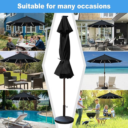 Eurmax USA 10-Year-Non-Fading 10FT Outdoor Patio Market Umbrella with LED Lights,UPF50+ UV Resistant,Heavy Duty Commercial Grade,Crank Lift Design,Windproof Vented Top for Garden,Pool,Deck,Black