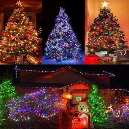 FairyGlim 100 LED Christmas String Lights, 33 FT Connectable Waterproof String Lights Green Wire with Timer Memory Function & 8 Modes, for Indoor Outdoor Xmas Trees Party Garden, 33 FT Multicolor