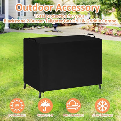 Grill Cover for Blackstone 1555/1550 Tailgater Gas Grill and Griddle Combo, Heavy Duty Waterproof Blackstone Flat Top 2 Burner Gas Griddle Grill Cover, 600D Anti UV