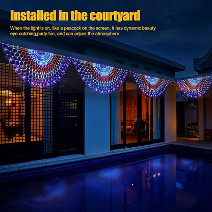 DDMY American Flag Lights 4th of July Lights with 243 Super Bright LEDs Waterproof Patriotic Flag Net Light of The United States for Memorial Day/4th of July Independence Day/Yard/Garden Decor