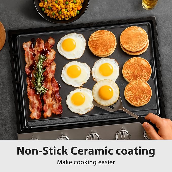 Cast Aluminum Reversible Griddle Pan for gas and electric stove stovetop cooking, Easy-Check Fit Accessory for Outdoor Cooking or Use