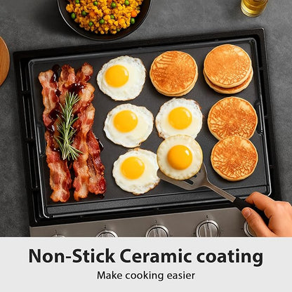 Cast Aluminum Reversible Griddle Pan for gas and electric stove stovetop cooking, Easy-Check Fit Accessory for Outdoor Cooking or Use