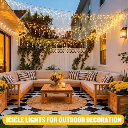 JMEXSUSS Icicle Lights for Outside, 400 LED 38.8FT (Pack of 2)