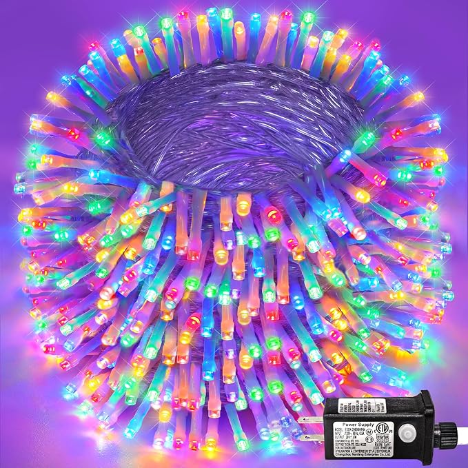 262FT 800 LED Outdoor String Lights, Multicolor Christmas Lights Indoor | Plug in Waterproof 8 Modes Clear Wire String Twinkle Lights for Bedroom Outside Patio Yard Xmas Party Holiday Decorations