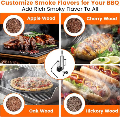 Electric Smoke Generator, 35W Adjustable Hot and Cold Smoker, 304 Stainless Steel Smoke Generator for Meats, Salmon & Cheeses, Works with Pellet Smokers & Gas Grills, Great Gift for Men, Dad