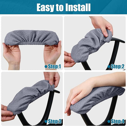 Smiry Office Computer Chair Armrest Covers, 2PCs Anti-dust Arm Rest Pad | Removable Washable Desk Chair Arm Pad Covers, Grey