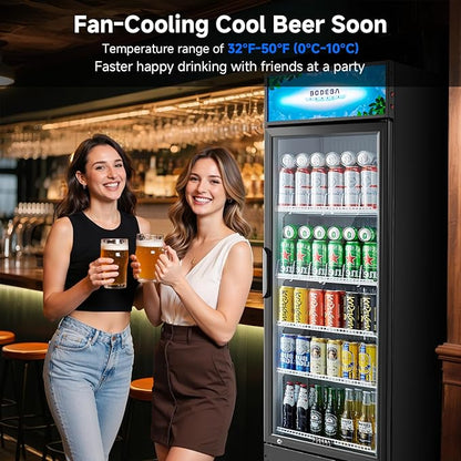 BODEGACOOLER Commercial Beverage Refrigerator, 300 Cans & 160 Bottles, Display Refrigerator For Beer,Soda, Merchandiser Refrigerator with Soft LED Light For Kitchen, Office, Garage, Gym,Man cave,Shop
