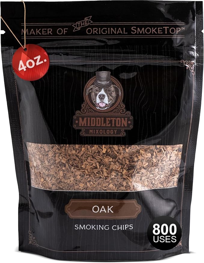 SmokeTop® 4oz Bag - Cocktail Smoker Chips for Old Fashioned Cocktails, Whiskey, & Bourbon - by Middleton Mixology Made in The USA (800 uses) (Oak)