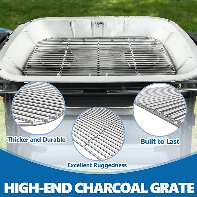 SafBbcue Stainless Steel Charcoal Grate for PK300 Grills Smoker, Grill Charcoal Grate for PK300AF Grills & Smoker Accessories, Stainless Steel BBQ Grill Grate for PK300 Parts, 20.5" x 12.5"