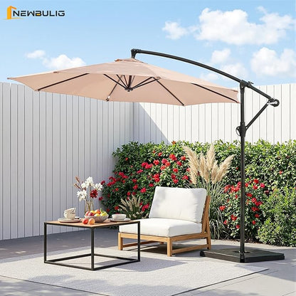 NEWBULIG 10FT Patio Umbrella, Offset Cantilever Outdoor Patio Table Umbrella, UV Protection, Fade Resistant Fabric, Easy Tilt Adjustment for Deck, Pool, Backyard, Garden
