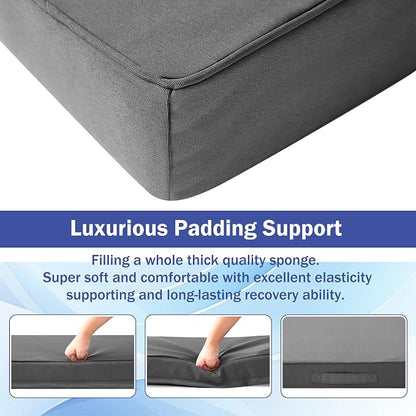 IASEAHK is Outdoor Cushions 4pcs Set, 19" x 19" x 3" Waterproof Outdoor Cushions for Patio Furniture, Outdoors Seat Cushions with Handle and Ties, Dark Grey