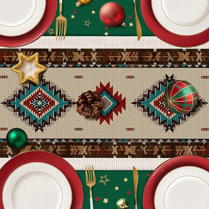 Mexican Style Table Runner,Dining Decor for Kitchen Coffee Table Family Dinners Holiday Parties Wedding Events Decor(13x72 inch)