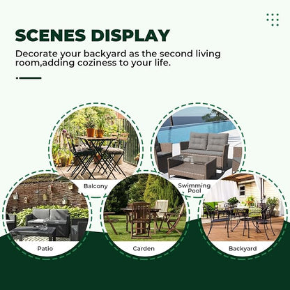 DANGHOOGY Wicker Chair Cushions, Waterproof Outdoor Loveseat Cushions for Patio Furniture, 3 Pieces Wicker Furniture Cushions, 1 Loveseat and 2 U-Shaped Cushions, Green