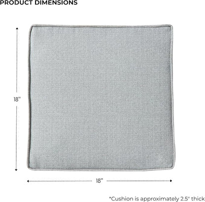 Outdoor 18 inch Square Patio Dining Chair Pads – Comfortable Fiber-Filled Seat Cushions with Ties, Reversible Polyester Fabric - Heather Gray, Set of 2