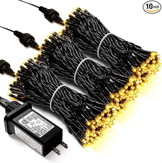 JMEXSUSS 300 LED Warm White Christmas Tree Lights Plug in | 8 Modes, Indoor Outdoor Use, Waterproof, Green Wire Christmas String Lights for Tree Yard Garden Patio Xmas Decor