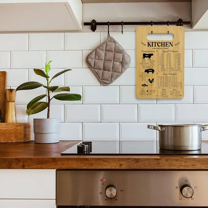 Unique Gifts for Women Mom, Kitchen Conversion Chart Bamboo Cutting Board, Charcuterie Board for Kitchen Decor, Cooking Gifts for Couple Neighbor Family Friends -16