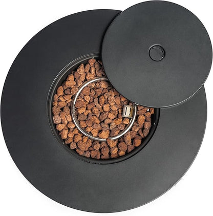 KEIKI 30 Inch Round Propane Fire Pit Table, Circular Outdoor Gas Firepit for Patio Balcony, 50000 BTU Steel Heater with Lava Rocks and Lid
