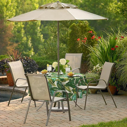 Outdoor/Indoor Round Tablecloth with Umbrella Hole Zipper, Decorative Circular Table Cover for Home Garden, 60 Inch, Lush Leaf Jungle