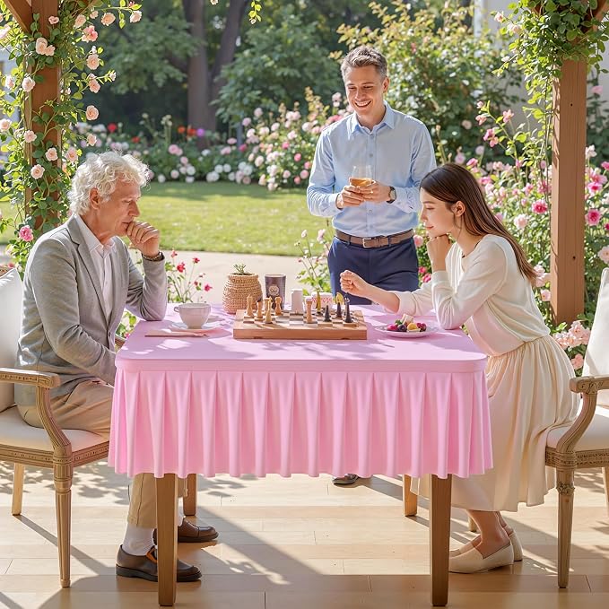 PARTISKY Baby Pink Spandex Square Tablecloths 34x34 Inch, 4 Pack Wrinkle Free Fitted Card Table Cloth Stretch Square Table Cover for Kitchen Dinner, Holiday Party, Wedding Banquet, Display Trade Show