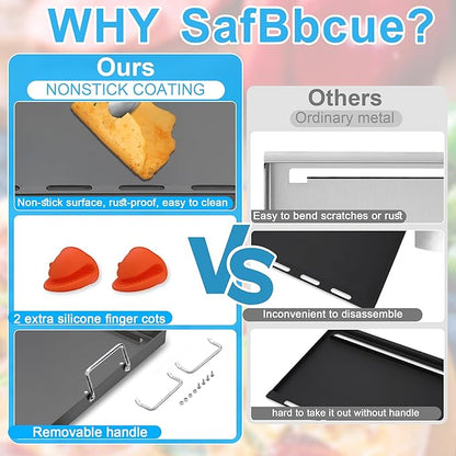 SafBbcue Genesis 300 Full Size Griddle for Weber Genesis 300 Grill Parts 7524 Flat Top Grill Insert for Weber Genesis E310 E320 E330 S310 S320 S330 EP310 EP320 EP330 Carbon Steel