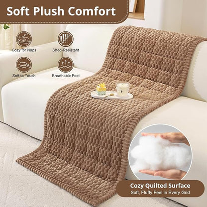 OstepDecor Couch Cover for Dogs, Washable Non Slip Sofa Cover for Pets | Soft Couch Covers for Sofa, Loveseat and Sectional, Furniture Protector Against Pet Hair & Dirt (35.4" x 94.5", Brown)