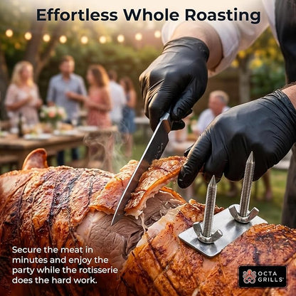 U-Bolt Fork Stainless Steel 5.5 Inches Long for Pig Spine Back Meat Trussing Tapered Prongs for Easy Insertion Rotisserie Parts for Whole BBQ Pig, Hog, Lamb Rotisserie Grill Accessories