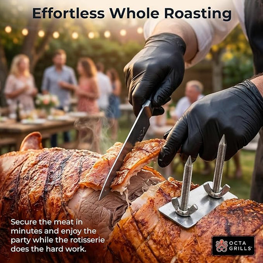 U-Bolt Fork Stainless Steel 5.5 Inches Long for Pig Spine Back Meat Trussing Tapered Prongs for Easy Insertion Rotisserie Parts for Whole BBQ Pig, Hog, Lamb Rotisserie Grill Accessories