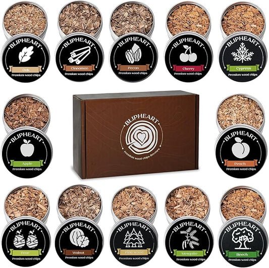 Wood Chips Easter Gift - 12 Flavor Natural Artisan Pack | Premium Smoking Chips for Cocktail Smoker Gun | Professional Bar Accessories for Whiskey Bourbon Dad Husband