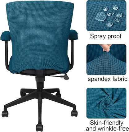 Tallew 4 Pcs Office Chair Covers Stretchable Armrest Seat,XL,Emerald Green | Universal Fit Office Desk Chairs, Protective Seat Backrest Slipcovers, Stretchable Prevent Wear, Easy Install for Rotating