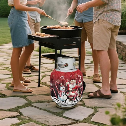 Santa Claus Propane Tank Cover 20lb Waterproof Gas Tank Cylinder Cover for Outdoor Camping Yard Party Easy to Install Grill Accessories Christmas Decoration