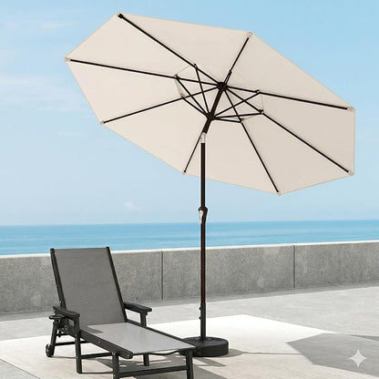 Patio Umbrella, 2 Tier Outdoor Table Umbrella, Large Vented Market Umbrellas with Push Button Tilt and Crank, 8 Sturdy Ribs for Backyard, Deck, Pool, UPF50+ UV Protection
