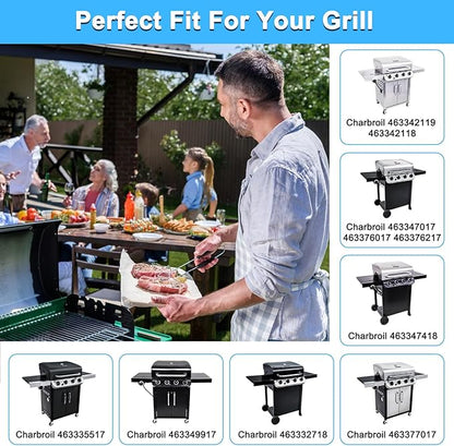 Grill Replacement Parts for Charbroil Performance 4 Burner 463347017, 463335517, 463342119, 463376017, G470-0002-W1, G470-0003-W1, 18’’ Cast Iron Grates, Heat Plates, Burners Parts