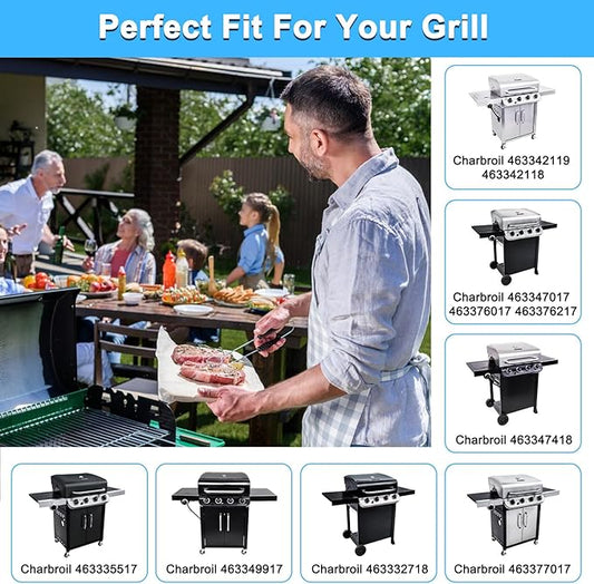 Grill Replacement Parts for Charbroil Performance 4 Burner 463347017, 463335517, 463342119, 463376017, G470-0002-W1, G470-0003-W1, 18’’ Cast Iron Grates, Heat Plates, Burners Parts