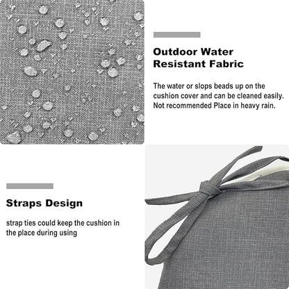 DYTXIII Set of 4 Outdoor Chair Cushions with Ties,Water Repellent Patio Chair Pads 17"x 16" for Outdoor Furniture,Round Corner Seat Cushions for Garden Yard Kitchen Textured Gray