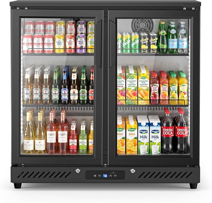Electactic 6.5 Cu.Ft Wine & Beverage Refrigerator, Double Glass Door Beverage Cooler, Built-in & Freestanding Drink Fridge with LED Light, for Bar, Kitchen, Office